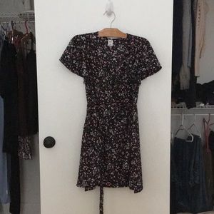 Simons Floral Wrap Around Medium Length Dress
